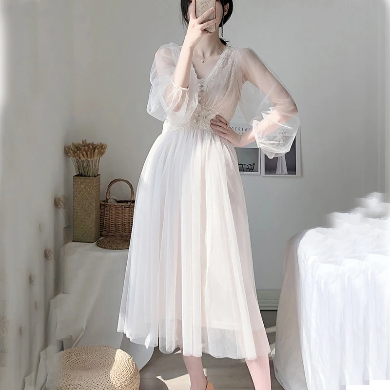 Anniente Women's White Chiffon Maxi Dress - Short Sleeve A-Line With Pockets & Ruffle - View #14