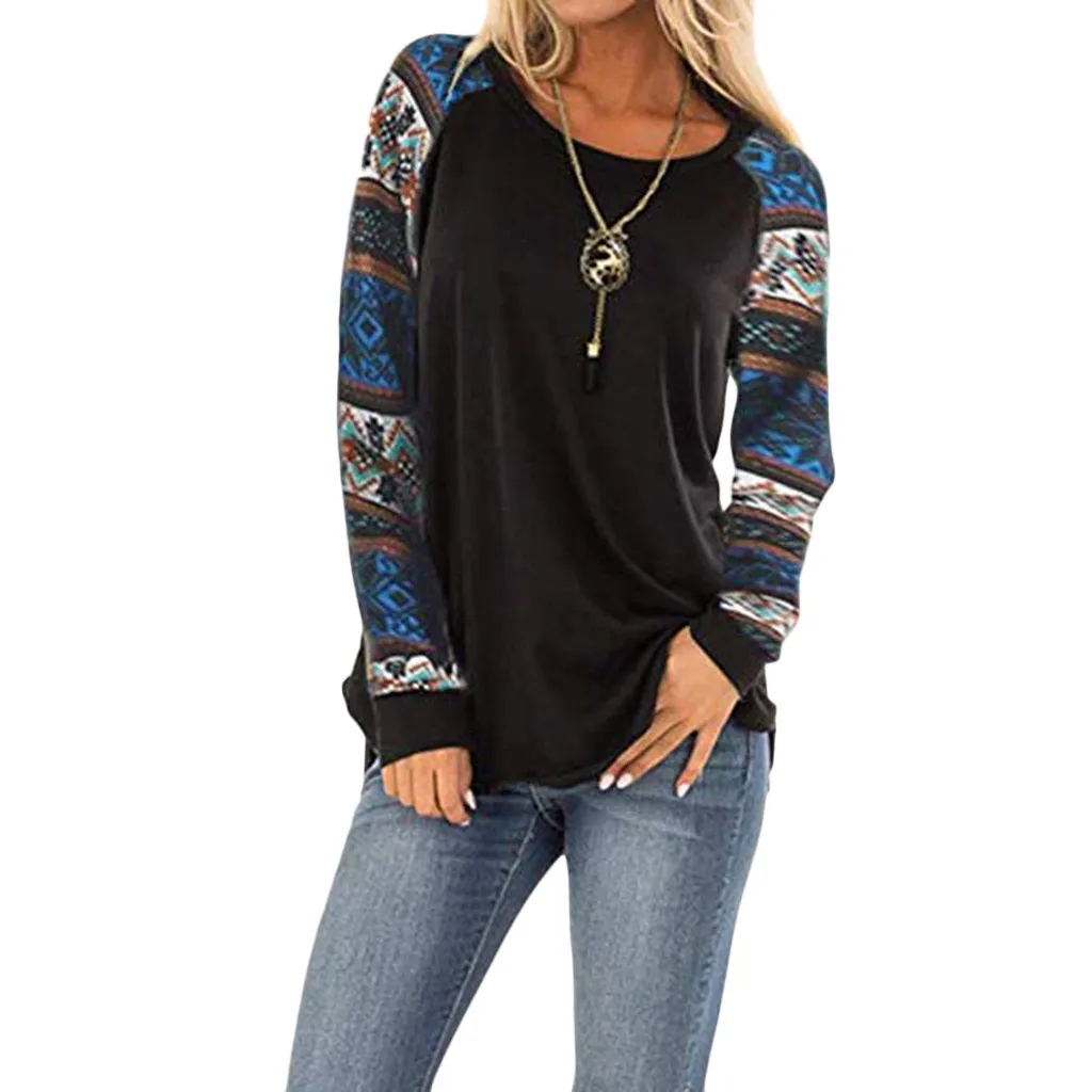 

Women Patchwork Hoodies Pullover Long Sleeve Casual Sweatshirt Woman Tops and Blouses Autumn Winter Clothes Women polerons 2019