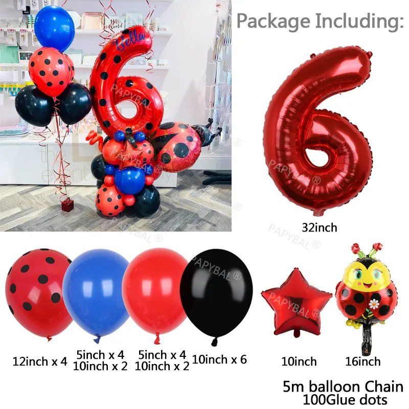 Ballon Miraculous Ladybug - Lot de 6