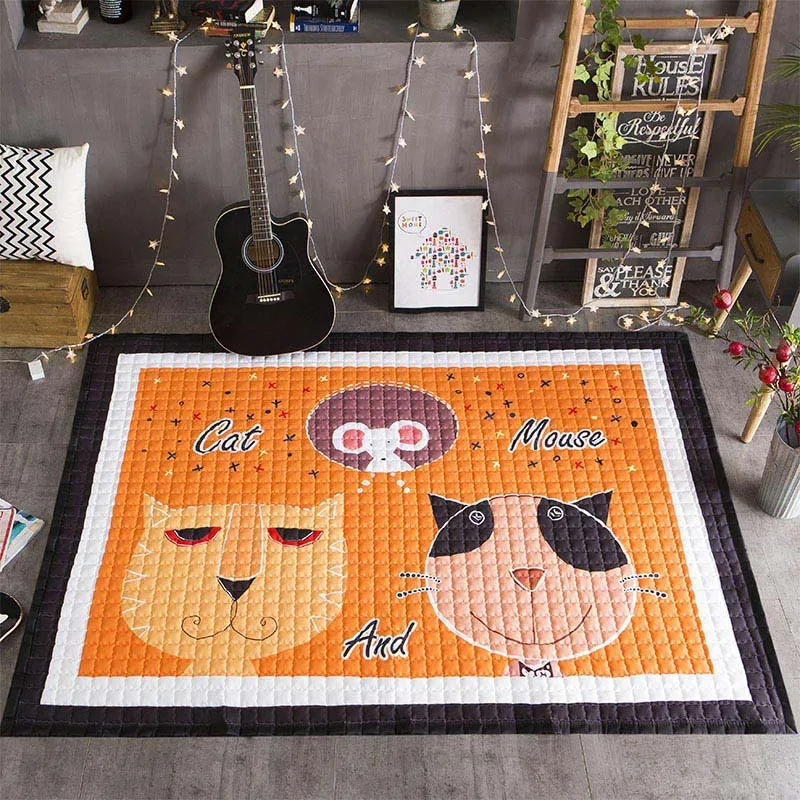 Игровой коврик мультфильм животное Детская мозаика новорожденный младенец прямоугольник одеяло хлопок Круглый Пол коврик, мат для Детская комната Декор