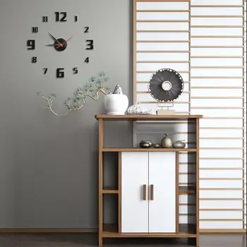 

Large 3D DIY Wall Clock Modern Design Silent Big Digital Wall Self Clock Sticker adhesive Acrylic For Living Dia.40cm Room L8U7