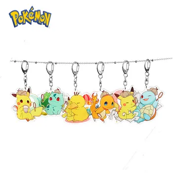 

TAKARA TOMY Pokemon Pikachu Keychain Anime Figures Charizard Psyduck Bulbasaur Squirtle Decor Bags Cute Toys Action Juguetes