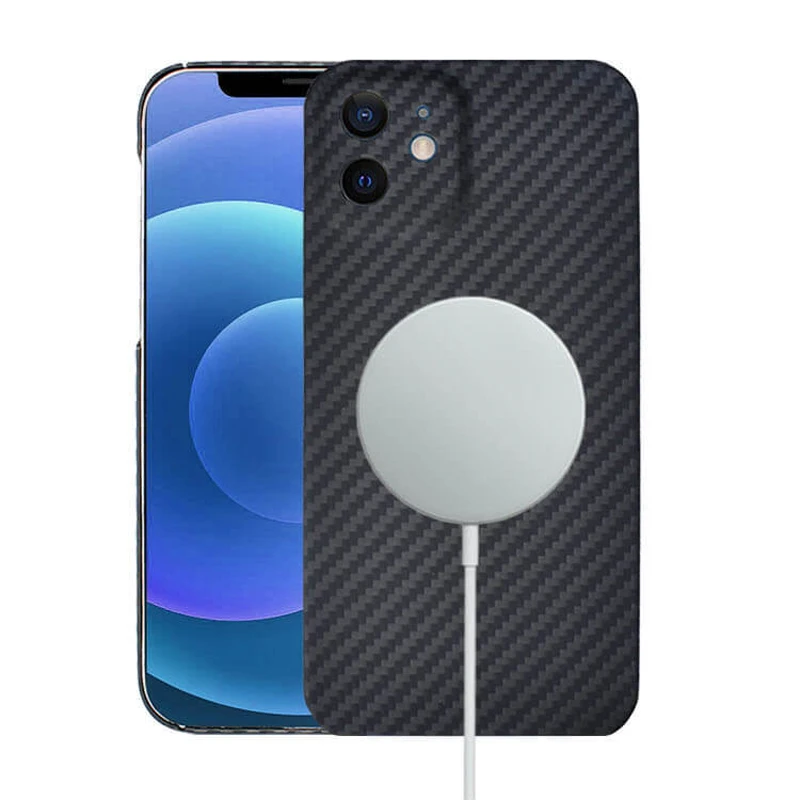 100% Real Carbon Fiber Case for IPhone 12 Pro Max 12 Mini Built-in Iron Sheet Phone Cover Compatible MagSafe Magnetic Charger