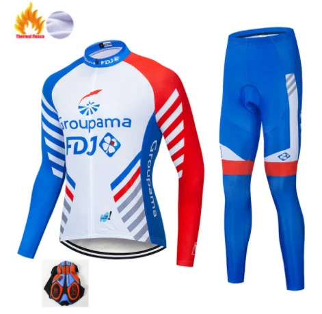 FDJ Зимняя Теплая Флисовая одежда с длинными рукавами для велоспорта, комплекты для велоспорта, одежда для велоспорта, одежда для гонок - Цвет: 3