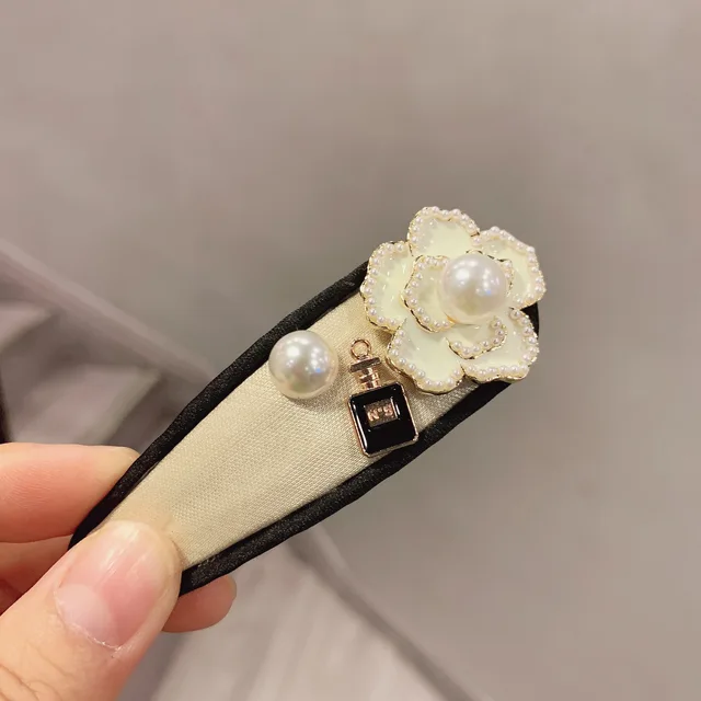 Adult Women Camellia Pearl Barrettes Hairpins Hair Clips Fashion Korean Lady Girl Head Wear Accessories-AS-W20 Rose Red