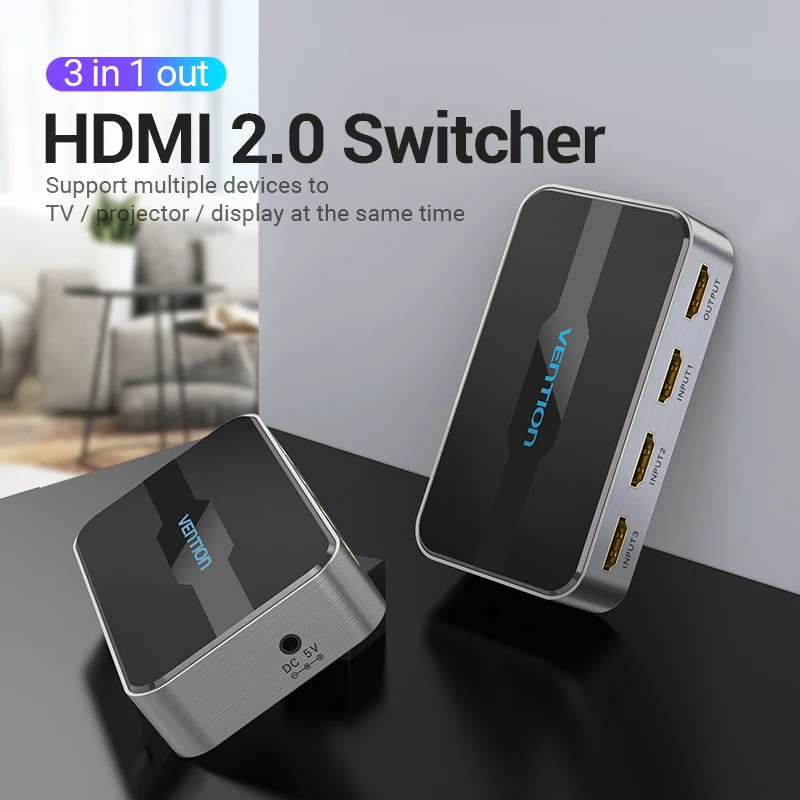 Vention 3 в 1 выход HDMI коммутатор 4 к 3D 2,0 HDMI разветвитель для PS4 ТВ Xbox 3 в 1 выход с пультом дистанционного управления HDMI 2,0 адаптер