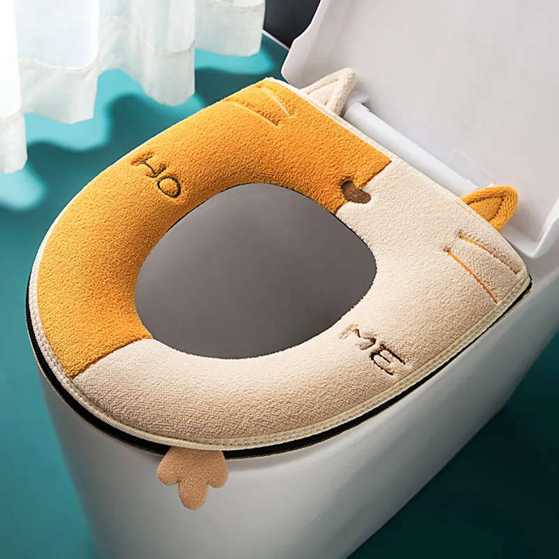 Winter Warm Toilet Seat Cover With Handle Universal Toilet Cushion