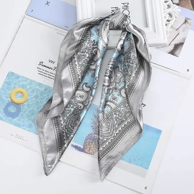 Haimeikang 60*60cm Square Silk Scarf Women Headband Fashion Print Neck Scarfs Office Hair Band Hand Kerchief Female Bandana 5