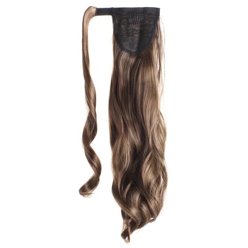 MapofBeauty, 20 дюймов, 22 дюйма, длинные вьющиеся волосы, синтетические накладные волосы для наращивания, конский хвост на заколках, черный блонд, термостойкие накладные волосы - Цвет: P1B/30