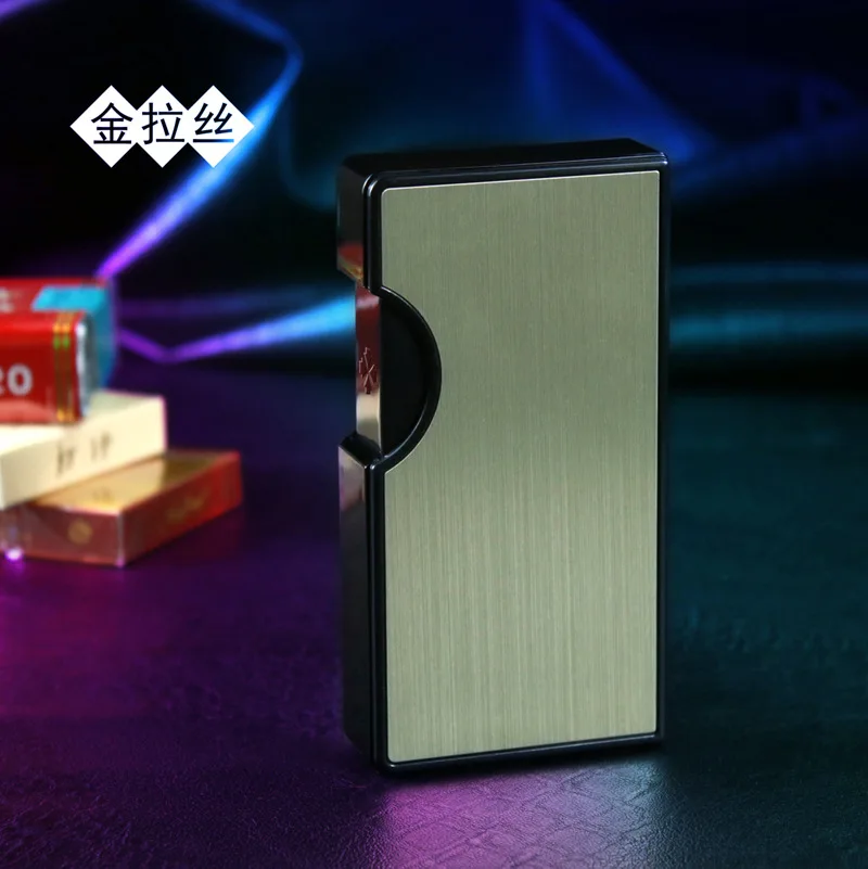 Gold Противоскользящий чехол для сигарет USB Зажигалка перезаряжаемый электронный держатель для сигарет турбо Зажигалка Palsma импульсный гаджет для мужчин - Цвет: Gold