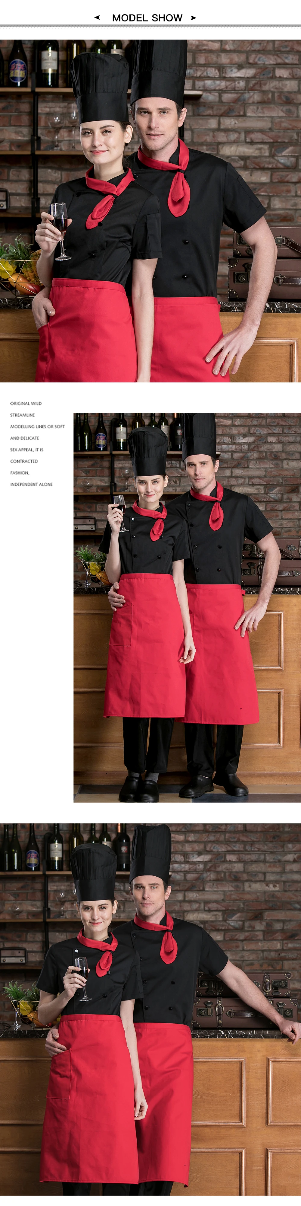 Double Breasted Chef Short Sleeve Work shirts Restaurant Kitchen Cook Jackets Wholesale Catering Bar Waiter Waitress Uniform new
