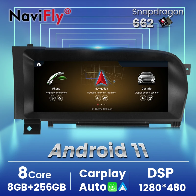NaviFly Snapdragon 662 8G + 256G Android 11 Автомобильный мультимедийный плеер для Mercedes Benz S-Class W221