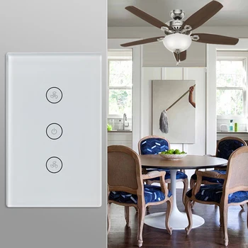 

US WiFi Smart Ceiling Fan Switch APP Remote Timer And Speed Control Compatible With Alexa And Google Home Touch Panel Switch