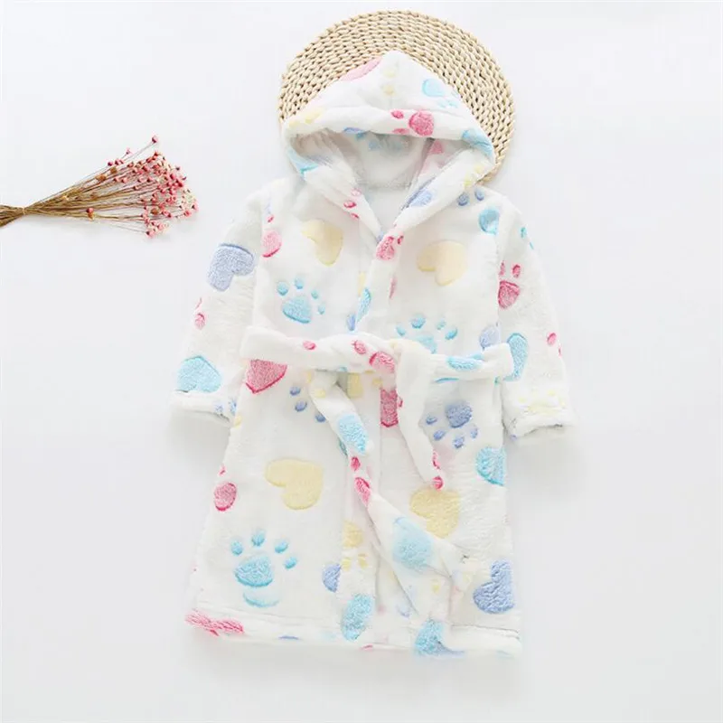 Детский фланелевый банный халат с капюшоном; Пижама для малышей; детский ночной халат; ночная рубашка; Пижама с капюшоном; детская ночная рубашка; банный Халат - Цвет: As the photo
