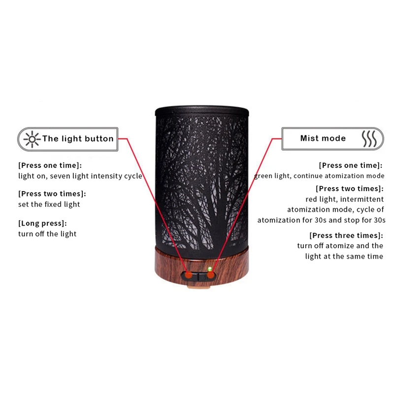 Металлический диффузор для эфирных масел 100 мл арома ультразвуковой увлажнитель