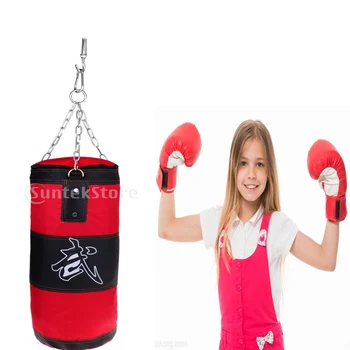 

Kids Punching Bag Heavy Duty Boxing Sandbag Practice Kicking Martial Arts Training Bag Hanging Chains One Set