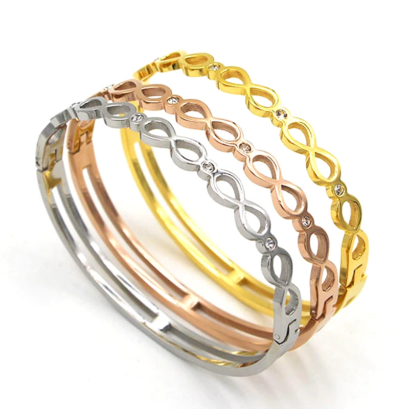 

2019 New Luxury Brand Jewelry European Gold-Color Charm Bracelet Hollow Infinity Bangle Women Bracelet & Bangle Crystal Pulsera