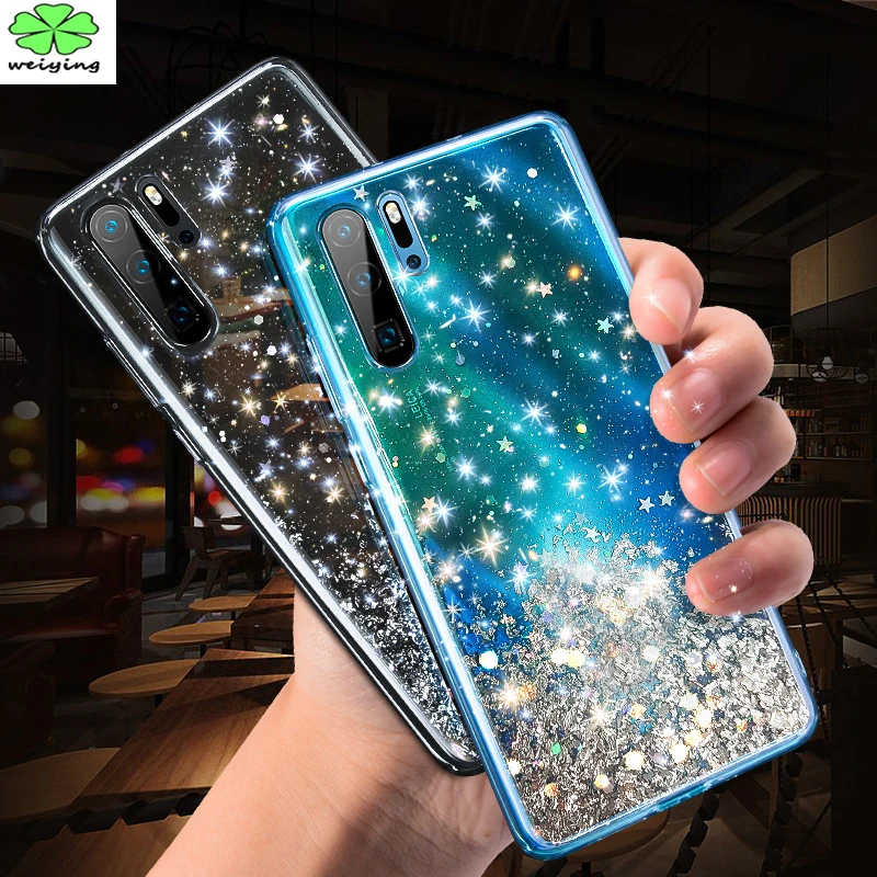 Bling Glitter Case for Huawei P20 Lite P30 pro Mate 20 Silicon Crystal Sequins Soft Cover Honor 8X Nova 5 Transparent Phone |