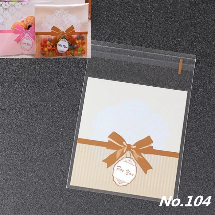 LBSISI Life 100 шт. 7x7+ 3 см самоклеющиеся пакеты конфеты из нуги печенья Упаковка OPP ювелирные изделия подарок поли маленькие пластиковые пакеты для мыла - Цвет: Brown Bowknot