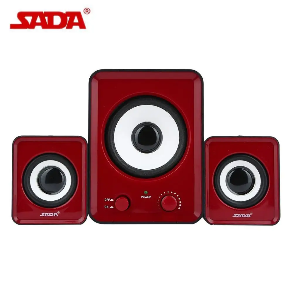 Black and red SADA D-200A Мини Портативный бас-диафрагма стерео Настольный ПК ноутбук мобильный телефон динамик 3,5 мм аудио разъем для подарка - Цвет: Black and red