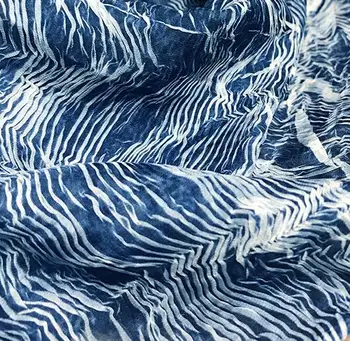 

45*145CM Lake blue white stripe dyeing texture designer polyester sewing machine patches textiles diy coat dress fabric C843