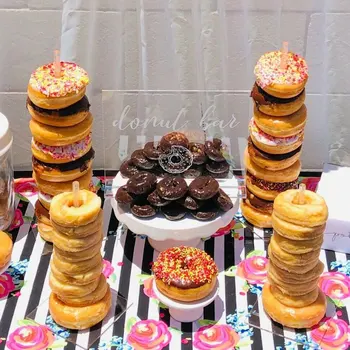 

5pcs Party Decoration Shelf Reusable Display Donut Stand Wedding Birthday Dessert Hanging Clear Acrylic Holder Home With Screws