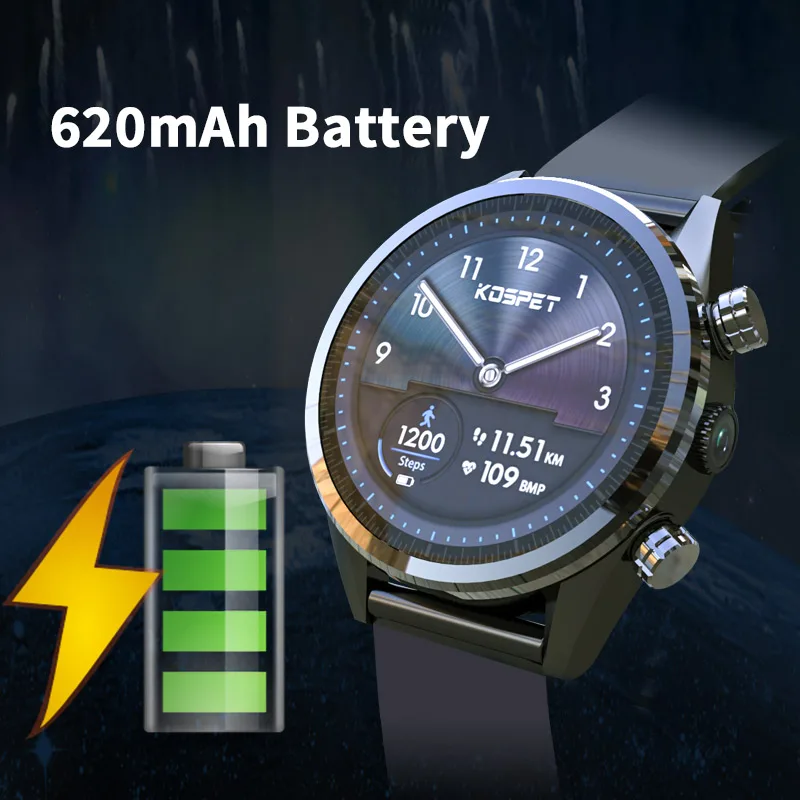 Смарт часы KOSPET HOPE 3 ГБ 32 gps Android 7 1 IP67 водонепроницаемая камера 8 0 МП 39 дюйма 620 мА/ч 4G