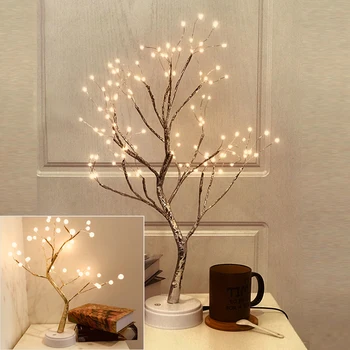 

36leds 108leds Led Light DIY Bonsai Style Copper Wire Holiday USB Charging Night Light Firework Touch Switch Control Tree Shape