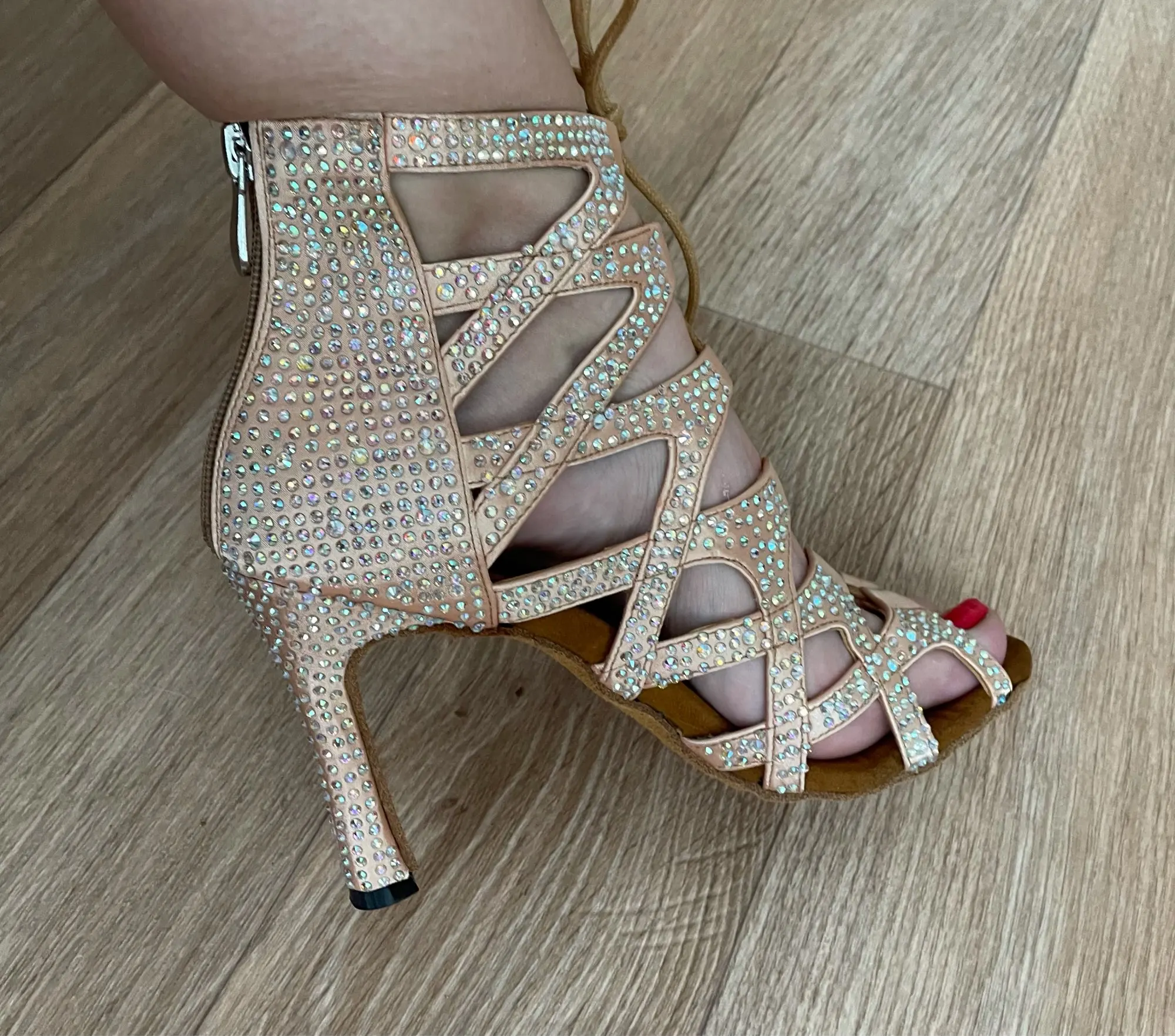 Latin Dance Shoes For Women Dance Shoes Cuban Heel Ballroom Shoes Women Dancing Boots Rhinestones Dance Sandals Jass Dance