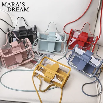 

Mara's Dream 2020 Fashion Trend Ladies Transparent Candy Color Korean Solid Personality Big Buckle Crossbody Shoulder Handbag