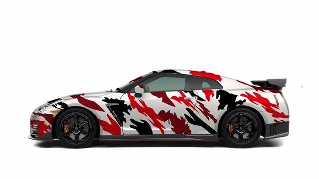 Black White Red Blue Camouflage Vinyl Film Sheet Camo Car Wrap Foils With Air Release Bubble Free Car Wrapping Sticker