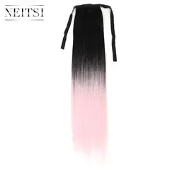 Neitsi 22 ''1 шт. Синтетический зажим на шнурке волос прямой ленты конский хвост T-L.pink # цветные стойкие волосы для наращивания