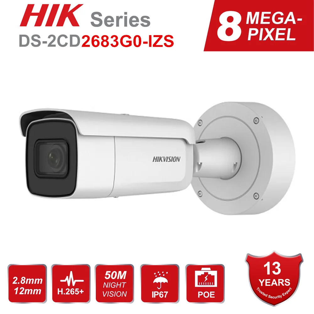 Hikvision 4K камера видеонаблюдения DS 2CD2683G0 IZS 8 мегапиксельная IR 50m варифокальный 2 12 мм