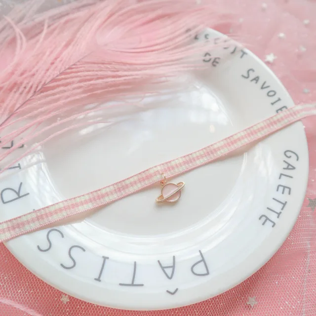 DoreenBeads модные розовые/синие решетки ключицы цепи ожерелье для женщин бантом планета подвеска вечерние колье ожерелье ювелирные изделия - Окраска металла: Pink Planet