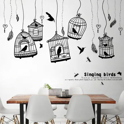 Black Wall Sticker Simple Pastoral Style Bird Cage Restaurant Wall Decor Café Poster And Prints Room Decoration Kitchen Stickers Black Wall Sticker Simple Pastoral Style Bird Cage Restaurant Wall Decor Café Poster And Prints Room Decoration Kitchen Stickers