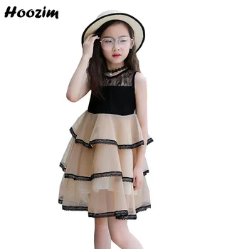 

Princess Colorblock See Through Pinafore Dress Girls 4-12 Years Cute Back Zip Lace Tulle Layered Puffy Pageant Dresses Children