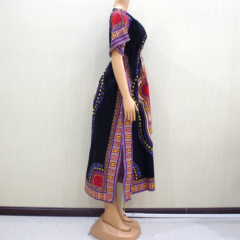 Африканские платья для женщин хлопок Дашики шаблон печатных элегантный бохо стиль Модные Вечерние Платья