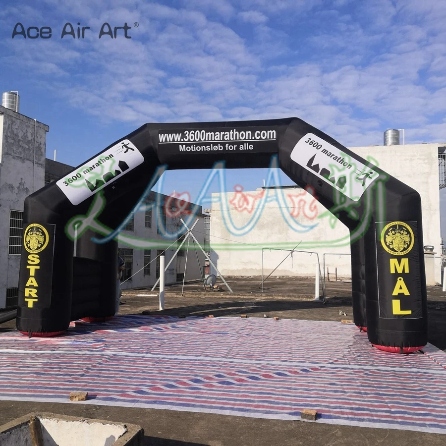 High Quality 6x4mH Outdoor 4 Legs Inflatable Black Arch Archway with Free Air Blower for Sport Racing Events