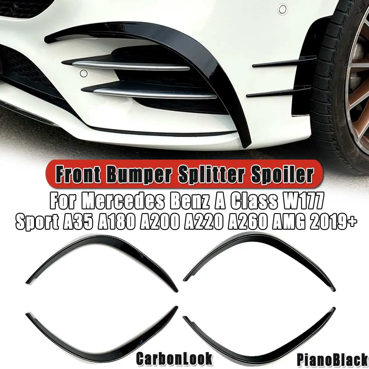 Передний бампер Splitter Спойлер противотуманный светильник Canard для Mercedes Benz A Class W177