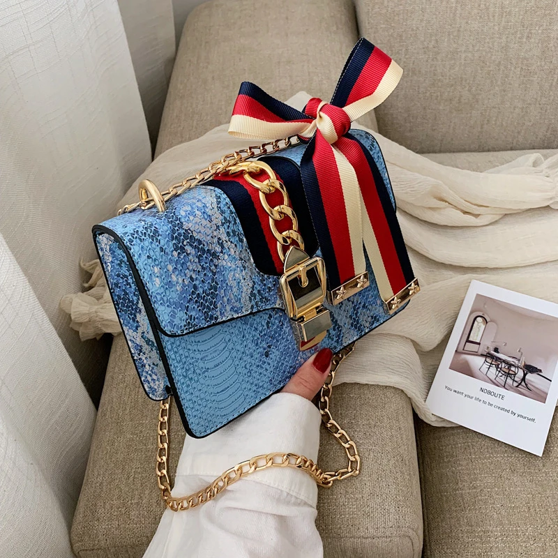 

Fashion Brand Women Bag Serpentine PU Leather Messenger Bag Designer Chain Shoulder Crossbody Bags Women Handbag Bolso Mujer New