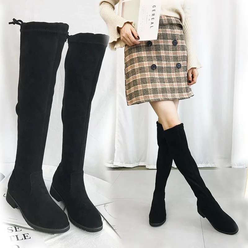 

Winter Boots Lady Shoes Lace Up Sexy Thigh High Heels High Sexy Boots-women Round Toe Booties Ladies 2020 Rubber Over-the-knee