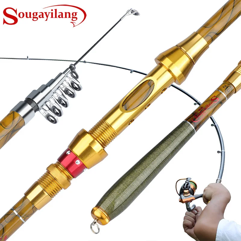 

Sougayilang 1.8-3.6M Top Quality Telescopic Fishing Rod M Power Carbon Fiber Pole Spinning Travel Rod Carp Fishing Tackle Pesca