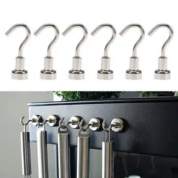 

6 Pcs Magnetic Hooks Powerful Heavy Duty Magnet Hanger Magnetic Cup Key Coat Hanging Hangers Wall Hook