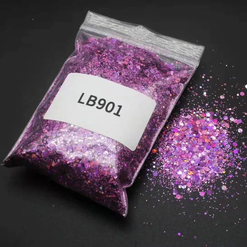 50g/bag Chunky Colors Bulk Glitter Manicure Body/Eye Colors Polyester Holographic Chunky Holographic Glitter Mix Nail sequins
