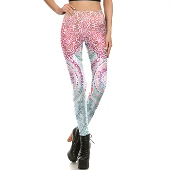 

Women Mandala Flower Digital Print Fitness Leggins Pants Elastic Workout Plus Size Legging Trousers