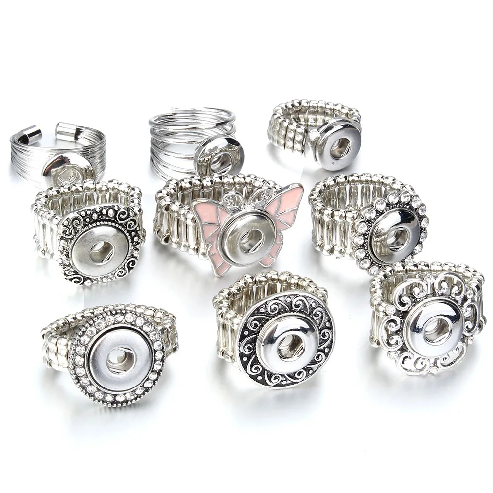 New Crystal Snap Button Ring 12mm Snap Buttons Jewelry Elastic