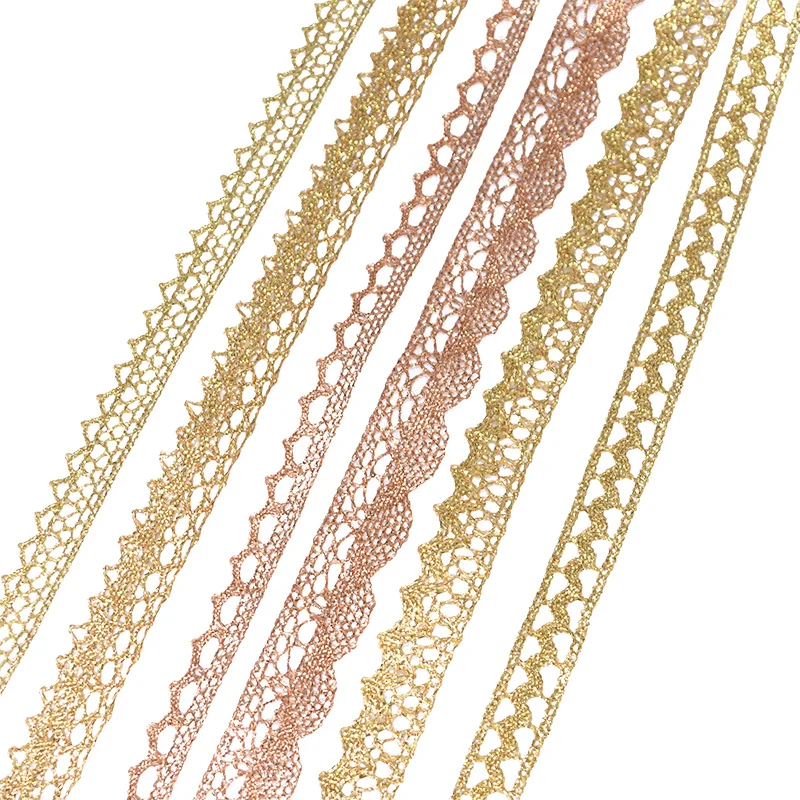 10 Yards Gold Silver Lace Trim Bilateral Handicrafts Embroidered Net Lace  Trim Fabric Ribbon DIY Sewing Wedding Dress Accessories