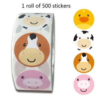 

500Pcs/Roll Cute Animal Stickers Colorful Children Stationery Sticker Gifts Toys Creative Adhesive Tape