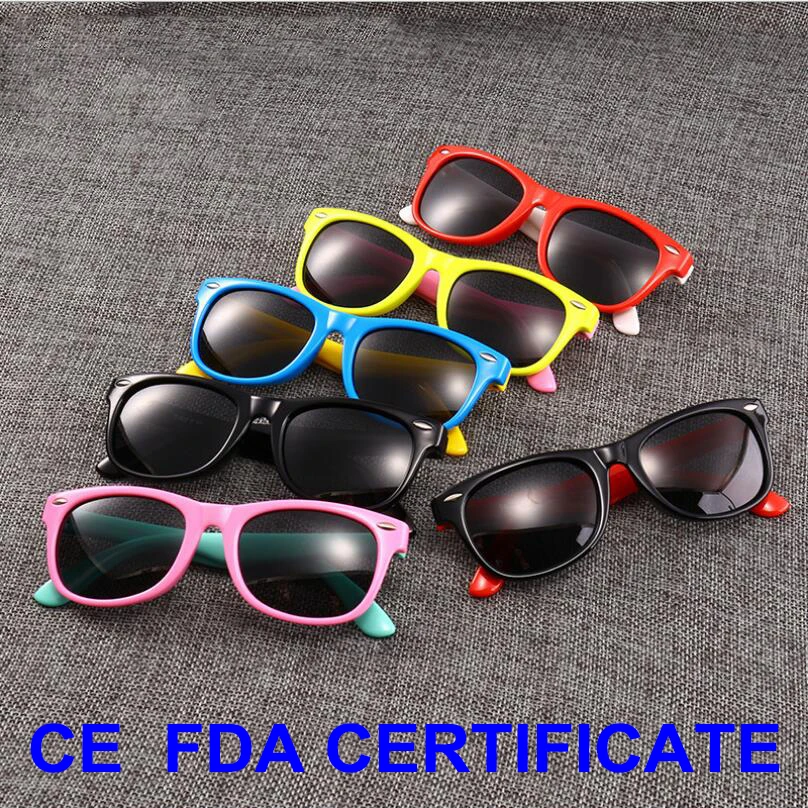 (FDA CE) Детские поляризованные солнцезащитные очки для детей мальчиков и девочек Солнцезащитные силиконовые