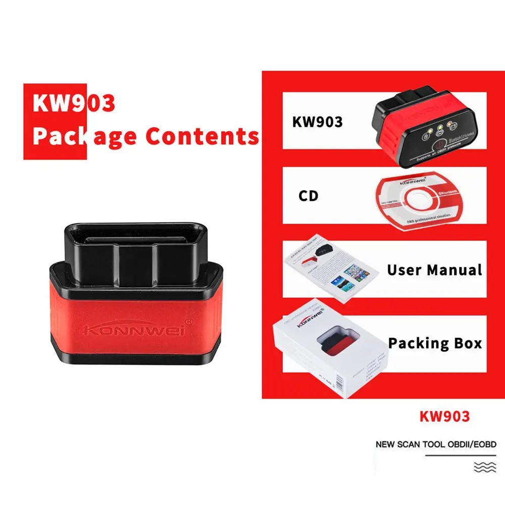 Vehemo KW903 3,0 Bluetooth OBDII сканера кода ELM327 V1.5 PIC18f25k80 код неисправности двигателя iCar2 авто автомобили OBD2 диагностический инструмент